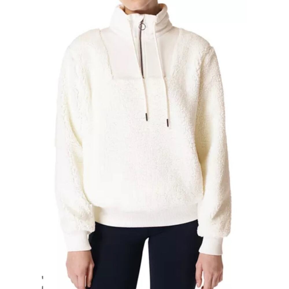 Sweaty Betty Half Zip Sherpa Cream Women's Size XL - Picture 1 of 5